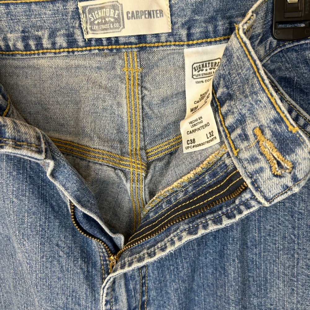 VTG Signature Levi Strauss Mens 38x32 Baggy Carpenter Jeans Medium Wash Denim
